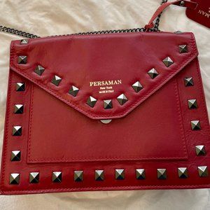 PERSAMAN New York Italian Leather red cross-body bag